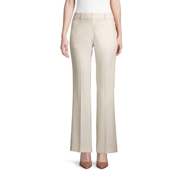 Elie Tahari Anna Ivory Slub Slit Pockets Flared Pants Trousers H. - Picture 8 of 16
